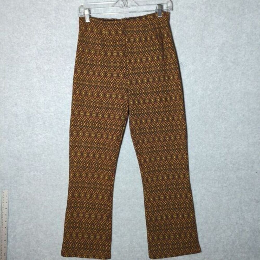 Free People Womens Mod-cropped Kick Flare pants 8 Geometric Pocket Boho Chic